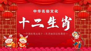 12-0003  红色中国风十二生肖介绍PPT模板