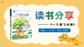 读书分享6-000231   二年级阅读分享《一只想飞的猫》ppt模板 