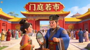 A-0077   《门庭若市》成语故事PPT模板