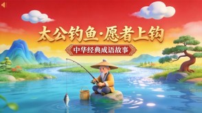 A-0093   《太公钓鱼&middot;愿者上钩》成语故事PPT模板