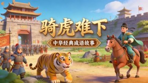A-0195   《骑虎难下》成语故事PPT模板