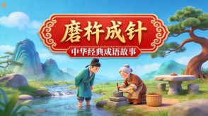 成语故事A-0212   《磨杵成针》成语故事PPT模板