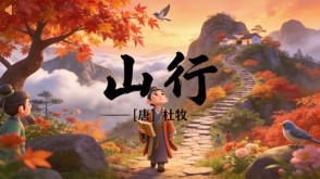 7-00041  《山行》古诗词PPT模板