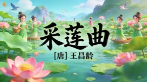 7-00042  《采莲曲》古诗词PPT模板