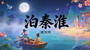 7-00057  《泊秦淮》古诗词PPT模板