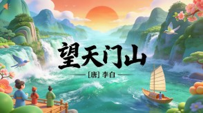 7-00107  《望天门山》古诗词PPT模板