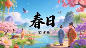 7-00142  《春日》古诗词PPT模板