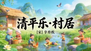 7-00161  《清平乐&middot;村居》古诗词PPT模板